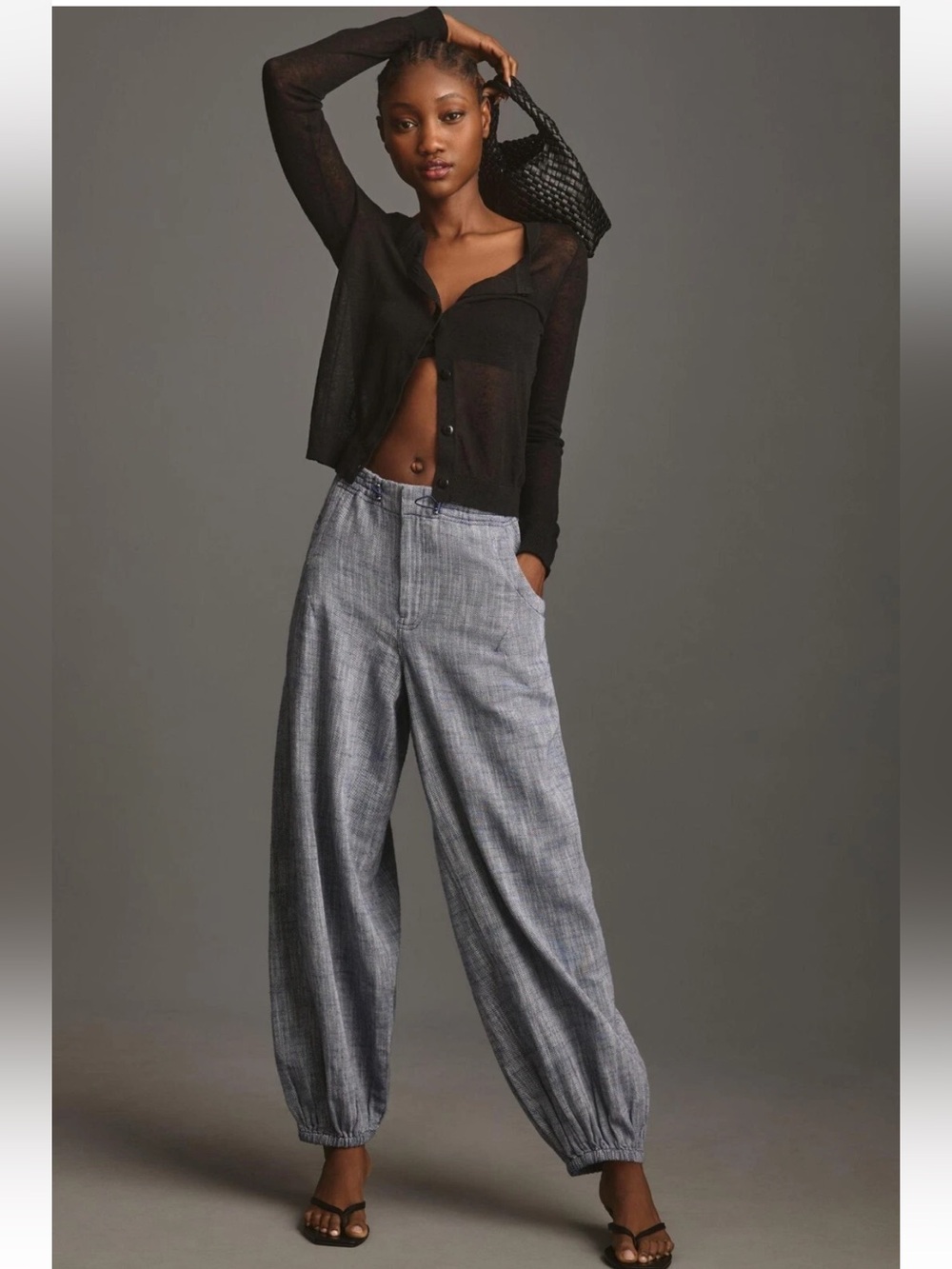 Anthropologie Pilcro Slub Twill Parachute Pants Women's Trouser Blue Small